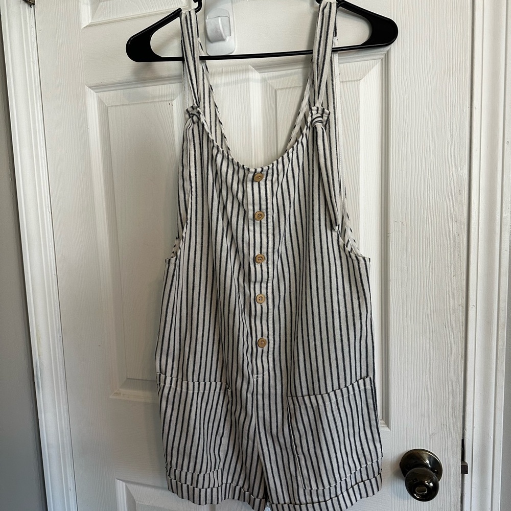 Ellison Black and White Striped Jumpsuit